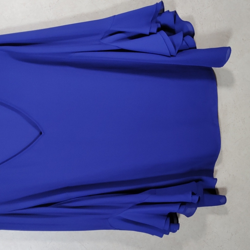 4093 Alex Marie royal blue crepe knit v-neck ruffle bell sleeve blouse XL - Picture 3 of 9